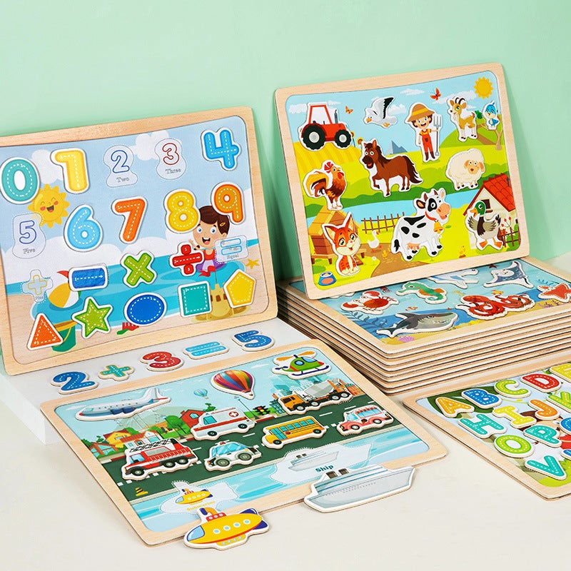 Teaching Wooden Kidsren'S Educational Magnetic Puzzles 3-6 Years Old Double-Sided Small Drawing Board Writing Erasable Toys - Image 4